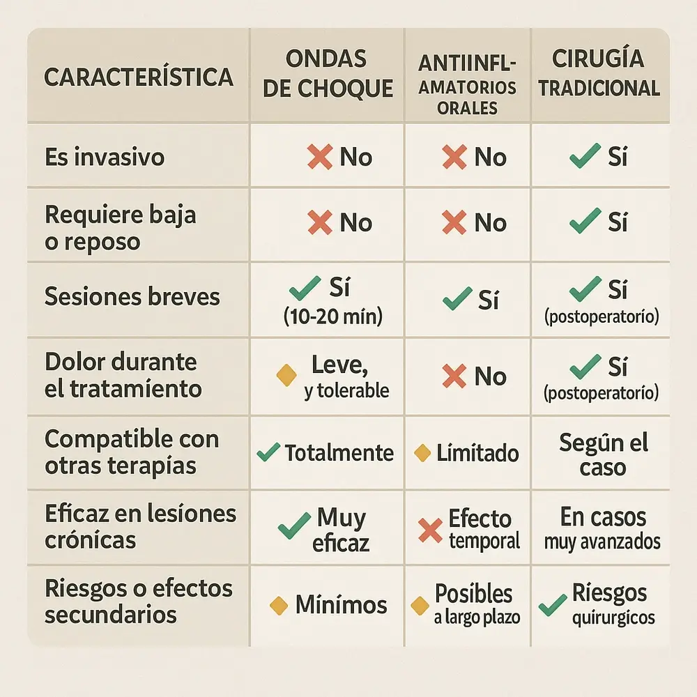 Tabla comparativa ondas de choque